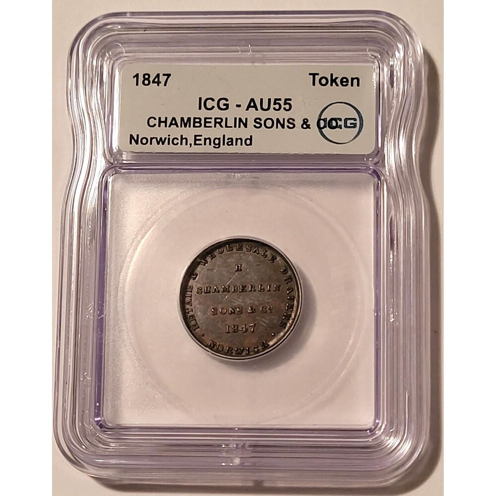 Great Britain Norwich England 1847 Merchant Token Chamberlin Sons Co AU55 ICG